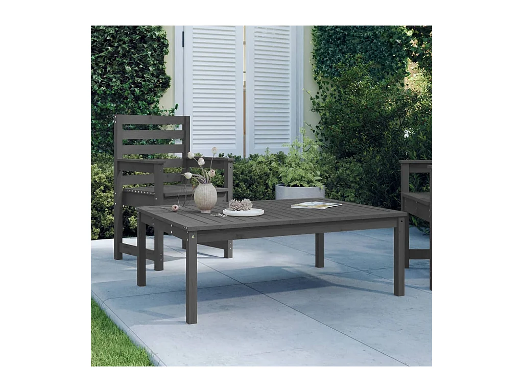 Table de jardin gris 121x82,5x45 cm bois massif de pin