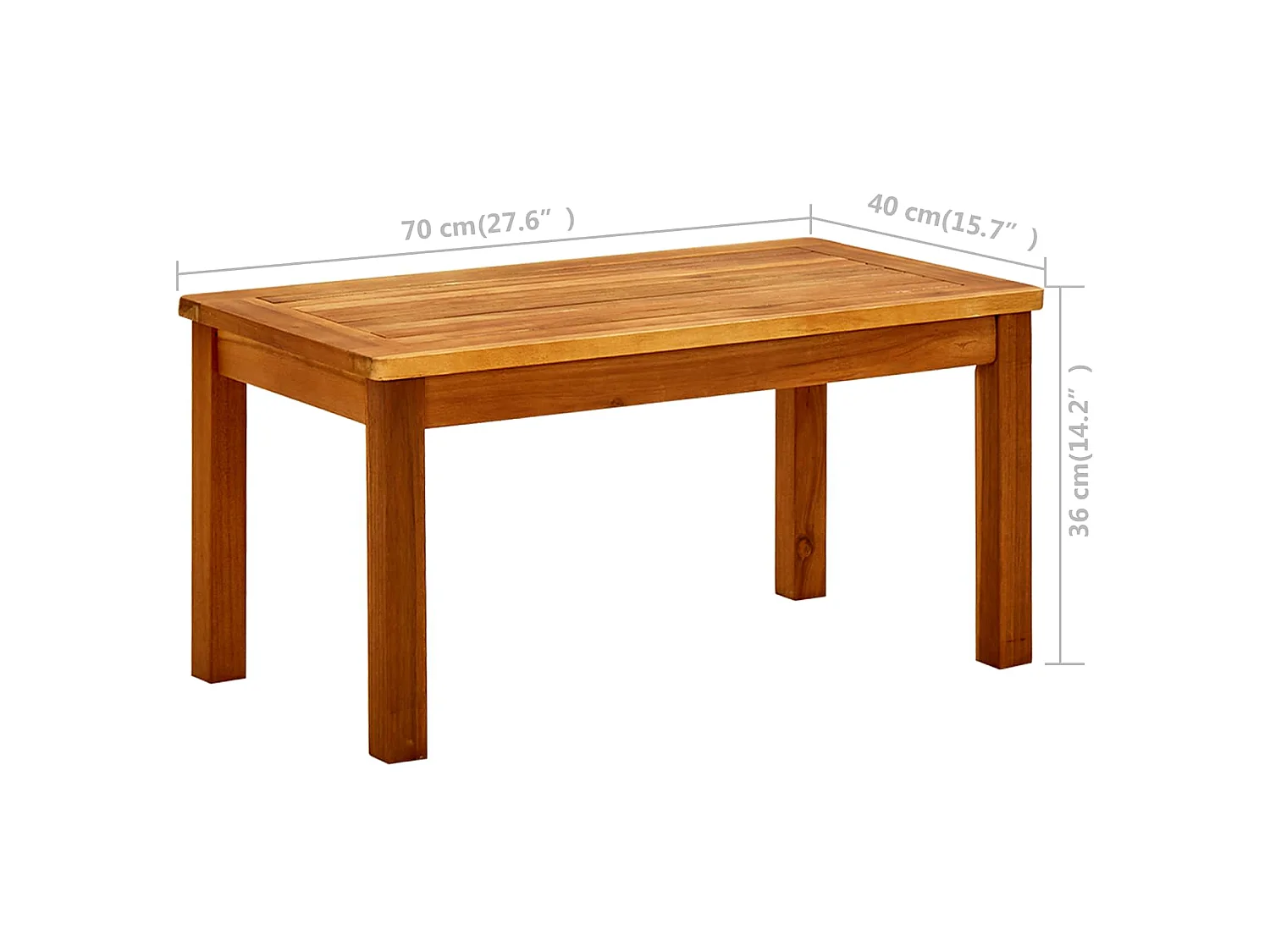 Garten-Couchtisch 70x40x36 cm Massivholz Akazie