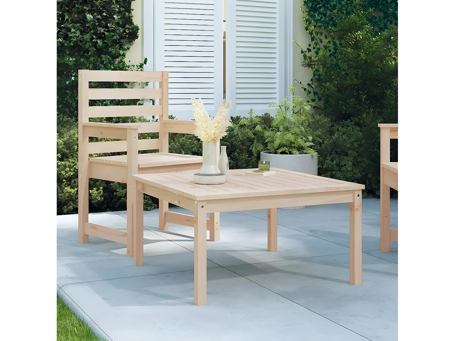 Tavolo da Giardino 82,5x82,5x45 cm in Legno Massello di Pino