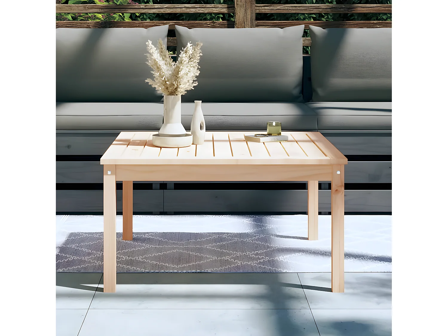 Gartentisch 82,5x82,5x45 cm Massivholz Kiefer