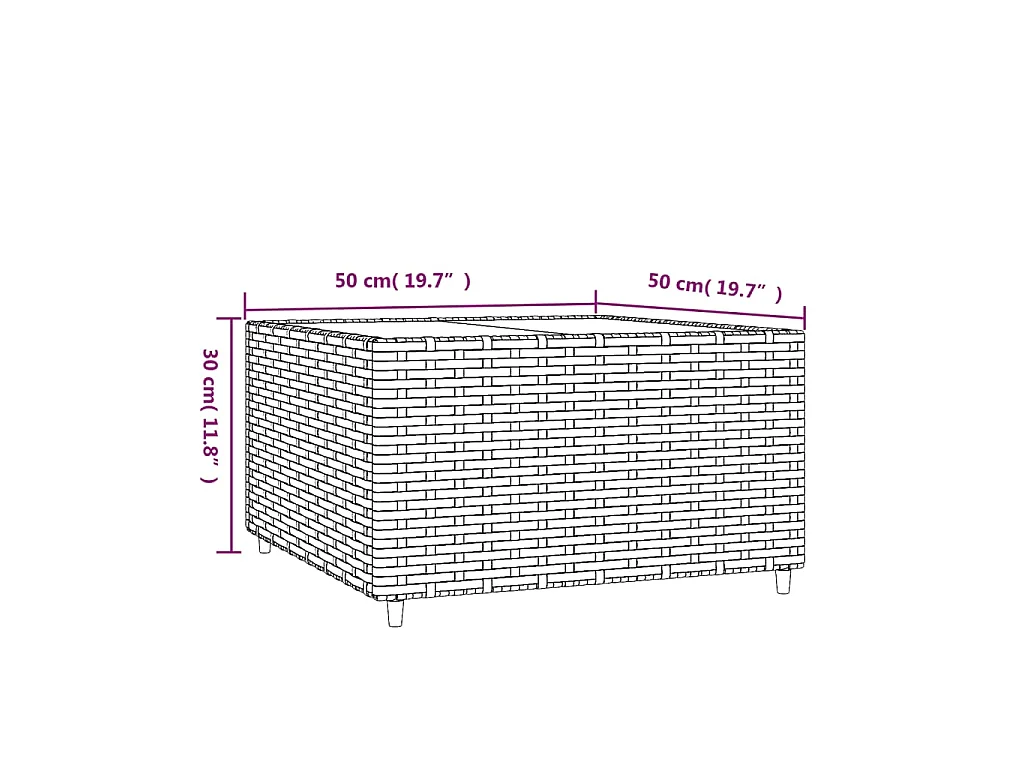 Garten-Couchtisch Quadratisch Grau 50x50x30 cm Poly Rattan