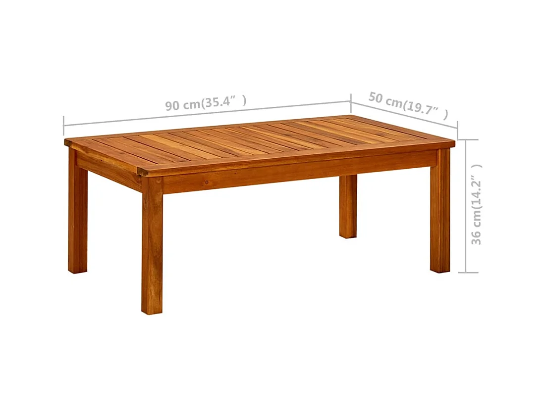 Table basse de jardin 90x50x36 cm Bois solide d'acacia