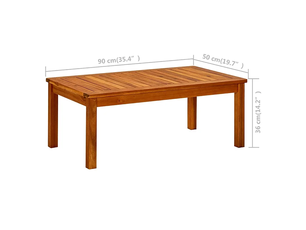Tavolino da Giardino 90x50x36 cm in Legno Massello di Acacia