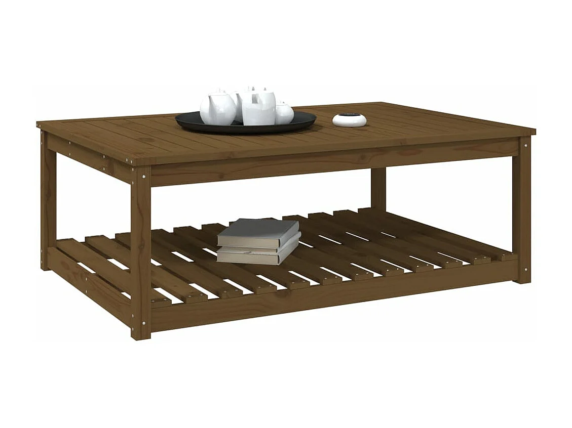 Table de jardin marron miel 121x82,5x45 cm bois massif de pin
