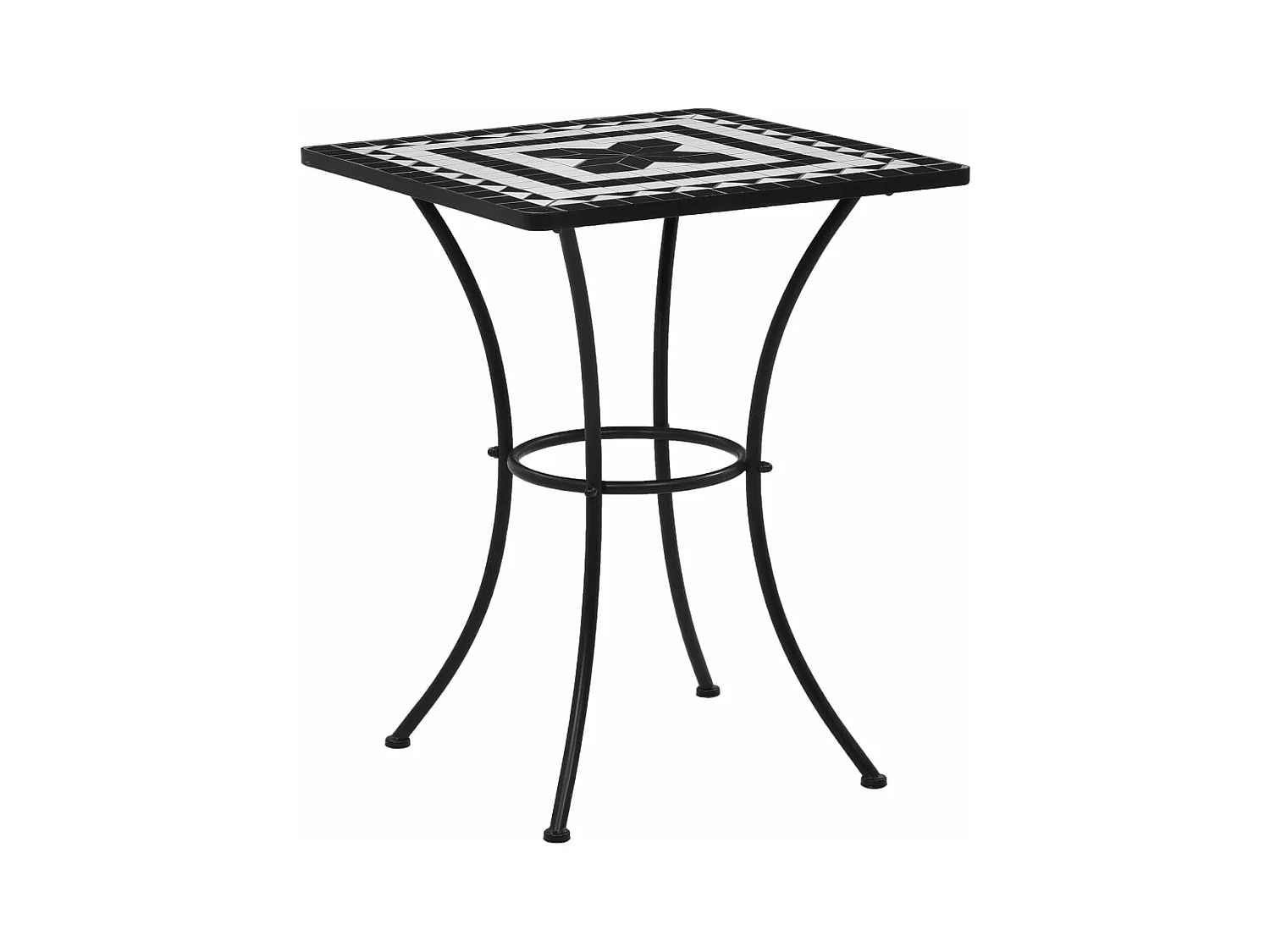Table de bistro mosaïque Noir et blanc 60 cm Céramique
