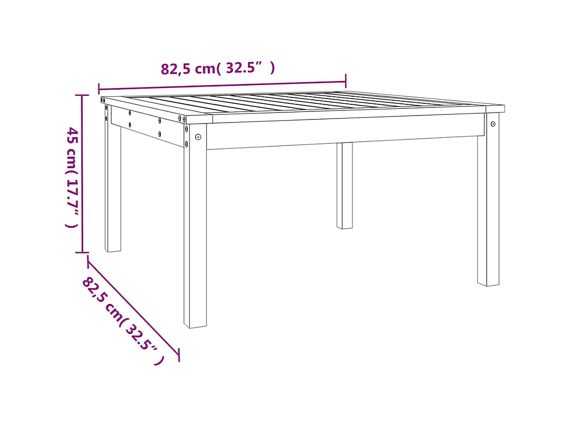 Gartentisch Grau 82,5x82,5x45 cm Massivholz Kiefer