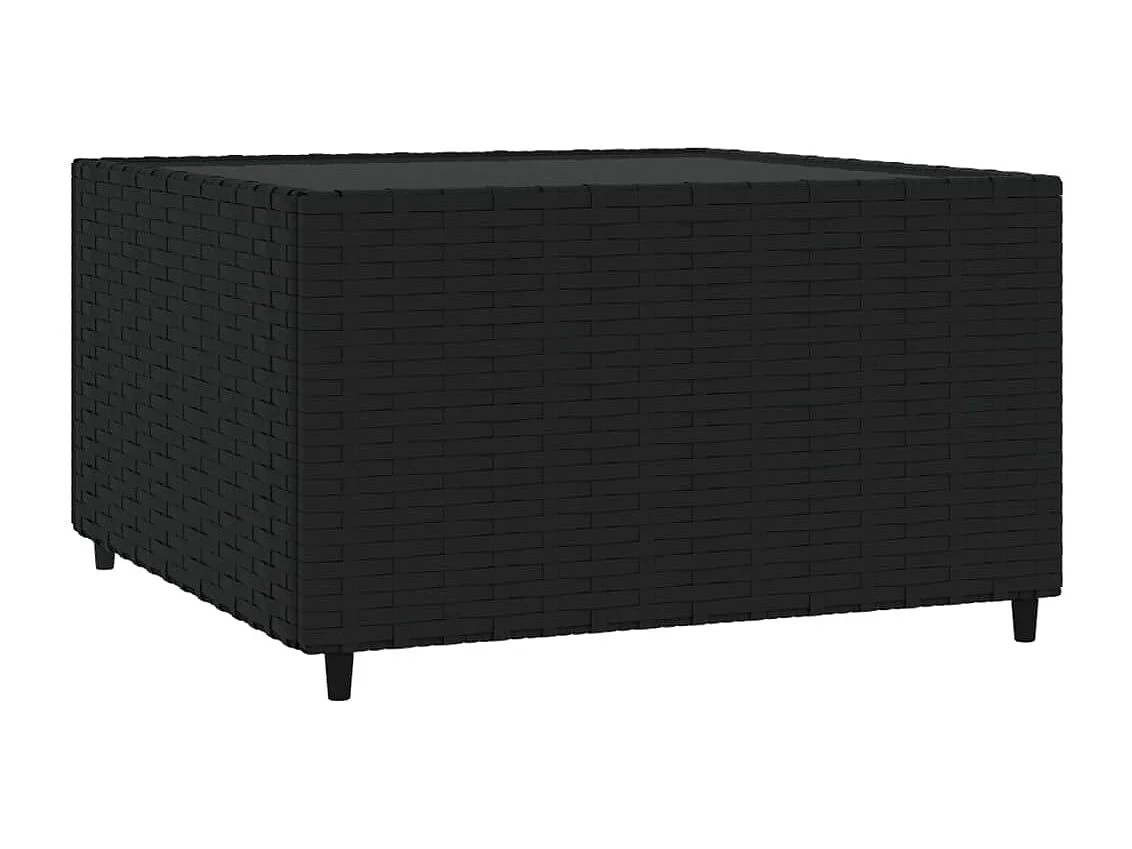 Table basse de jardin Carré Noir 50x50x30 cm Résine tressée