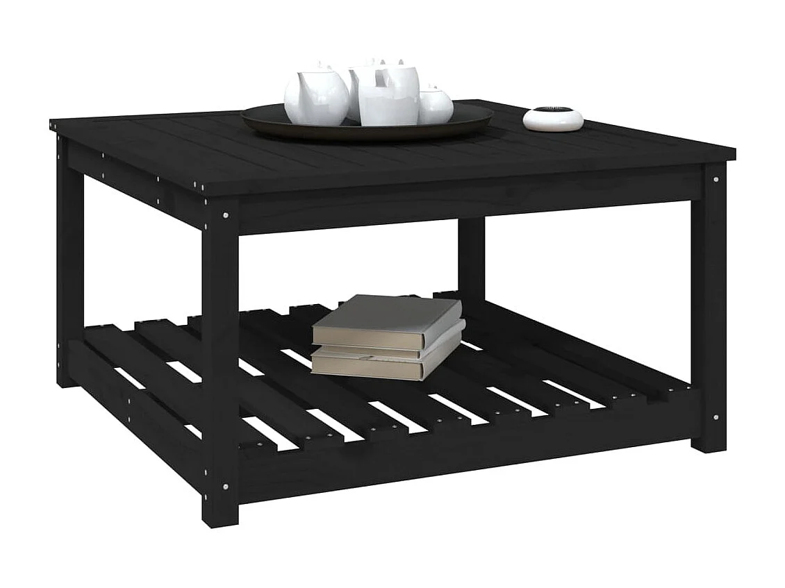 Table de jardin noir 82,5x82,5x45 cm bois massif de pin