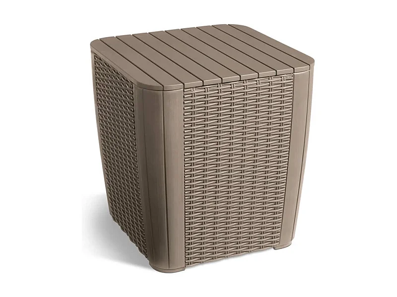 Garten-Beistelltisch Luzon Rattan-Optik Rund Cappuccino-Braun