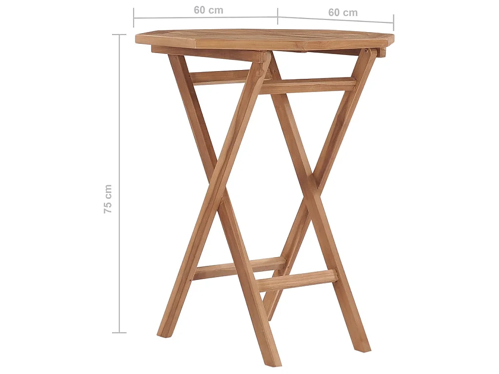 Klappbarer Gartentisch 60×60×75 cm Teak Massivholz