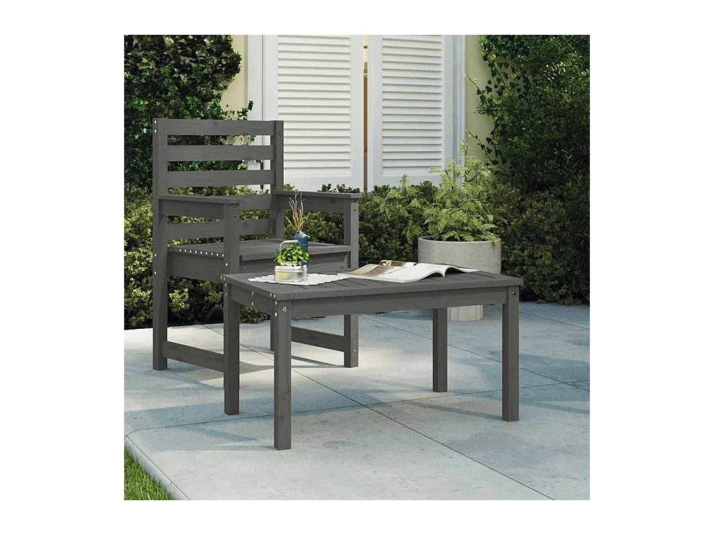 Table de jardin gris 82,5x50,5x45 cm bois massif de pin