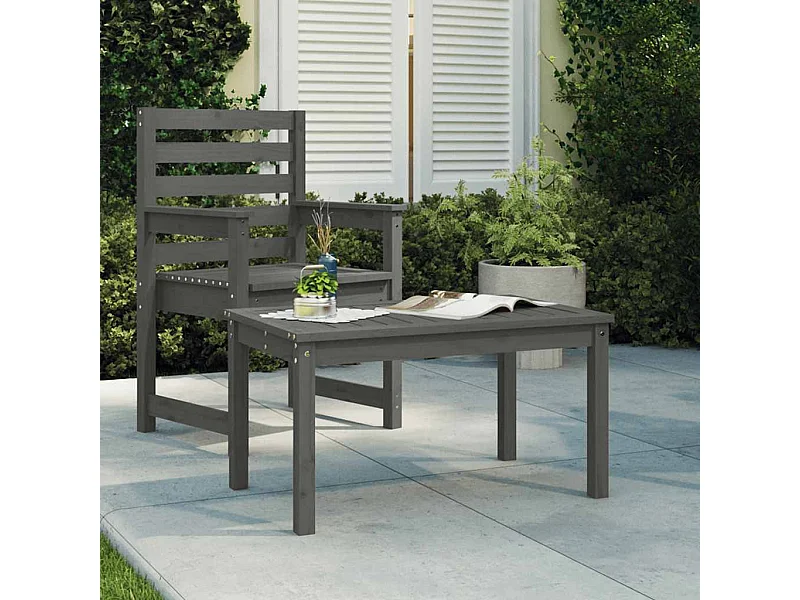 Tavolo da Giardino Grigio 82,5x50,5x45 cm Legno Massello Pino