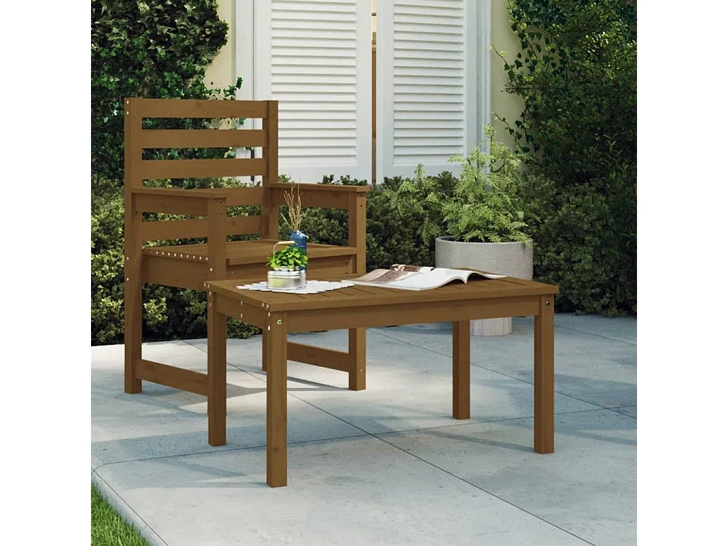 Table de jardin marron miel 82,5x50,5x45 cm bois massif de pin