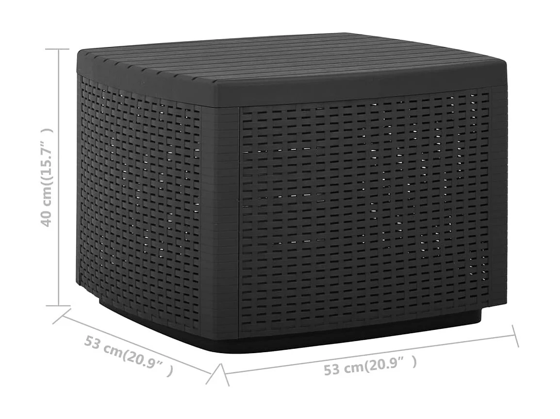 Tuintafel 53x53x40 cm kunststof grijs