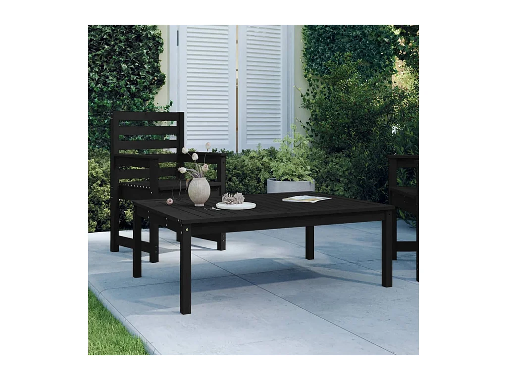 Table de jardin noir 121x82,5x45 cm bois massif de pin