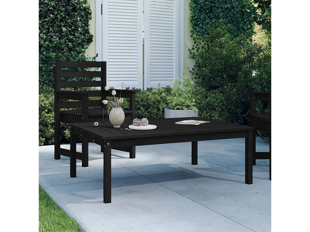 Table de jardin noir 121x82,5x45 cm bois massif de pin