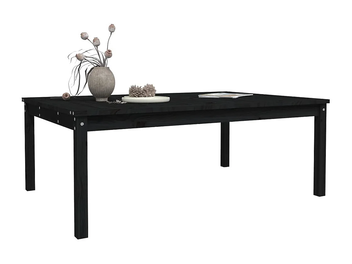 Table de jardin noir 121x82,5x45 cm bois massif de pin