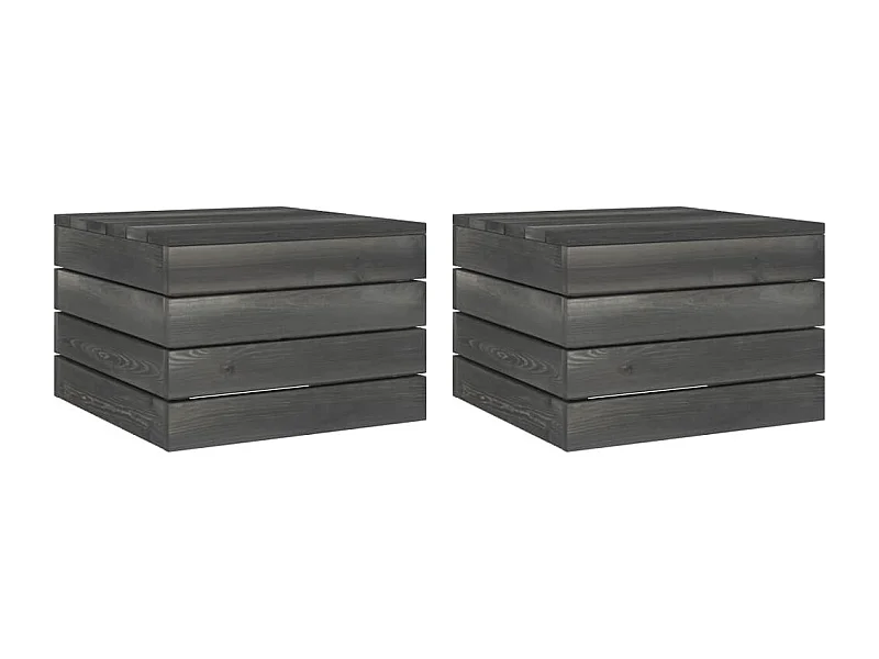 Palettentische 2 Stk. Kiefer Massivholz Dunkelgrau