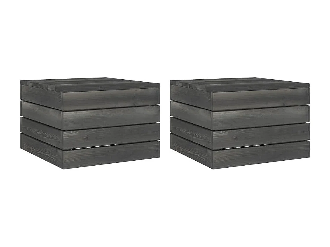 Palettentische 2 Stk. Kiefer Massivholz Dunkelgrau