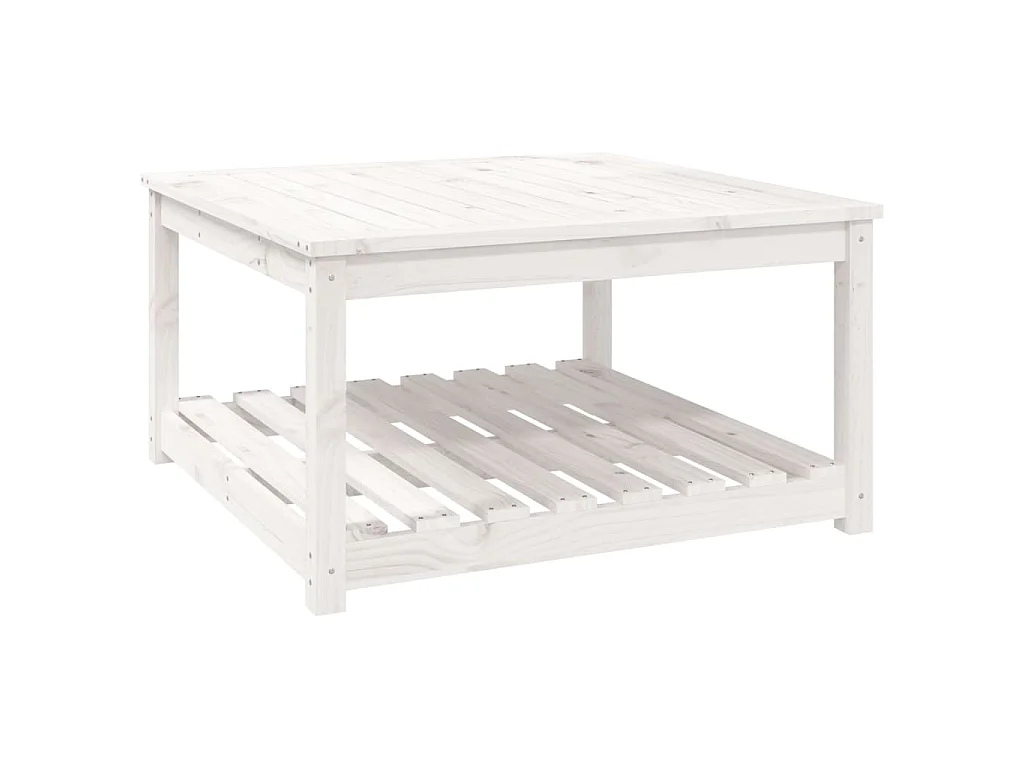 Table de jardin blanc 82,5x82,5x45 cm bois massif de pin