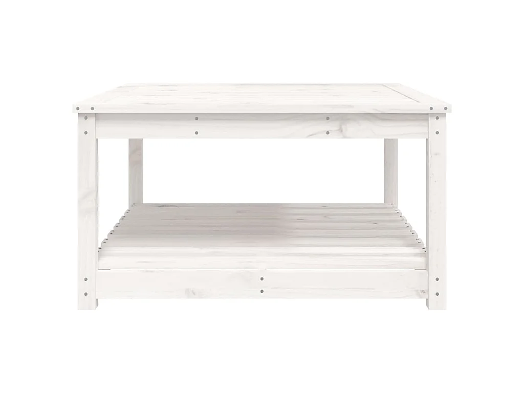 Table de jardin blanc 82,5x82,5x45 cm bois massif de pin