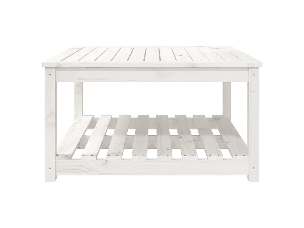 Table de jardin blanc 82,5x82,5x45 cm bois massif de pin
