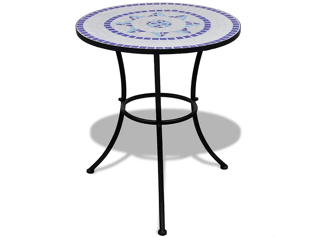 Table de bistro Bleu et blanc 60 cm Mosaïque