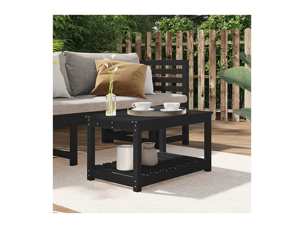 Table de jardin noir 82,5x50,5x45 cm bois massif de pin