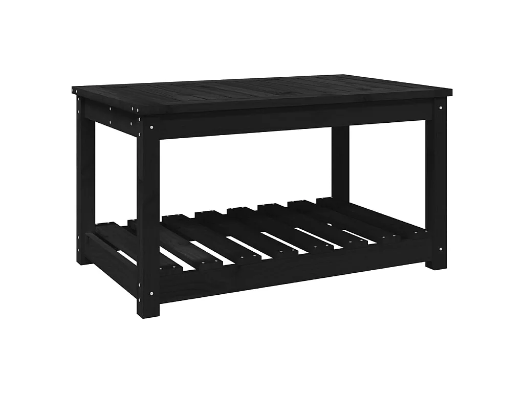 Tavolo da Giardino Nero 82,5x50,5x45 cm Legno Massello Pino
