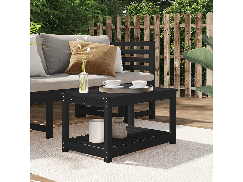 Tavolo da Giardino Nero 82,5x50,5x45 cm Legno Massello Pino