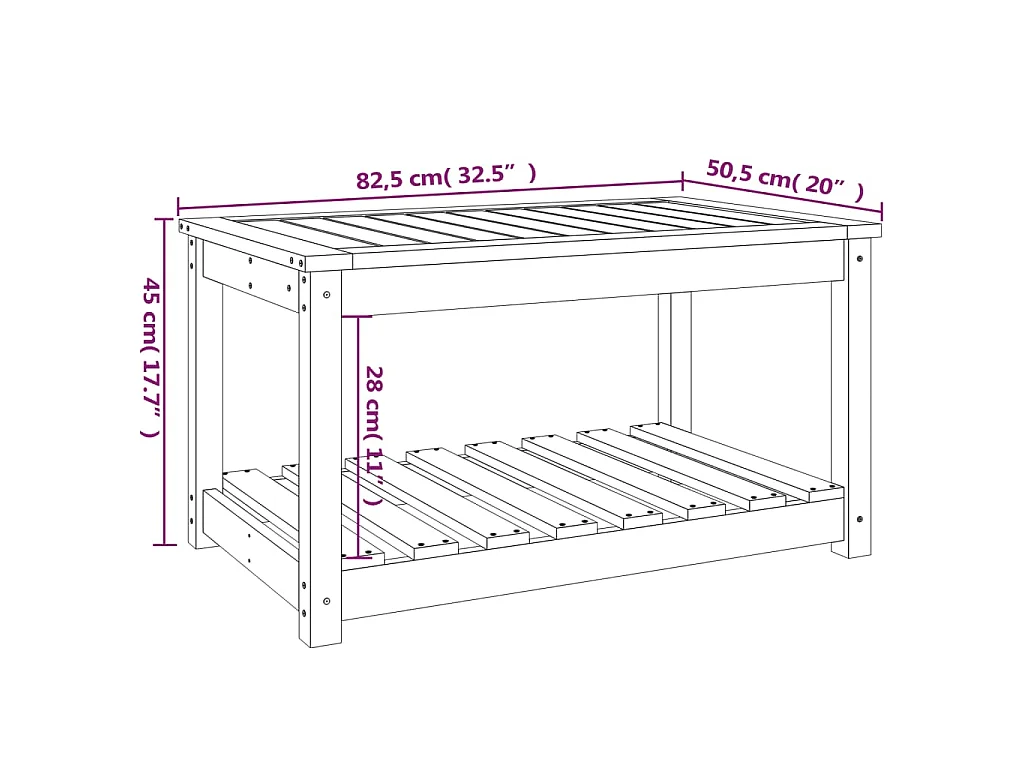 Tavolo da Giardino Nero 82,5x50,5x45 cm Legno Massello Pino