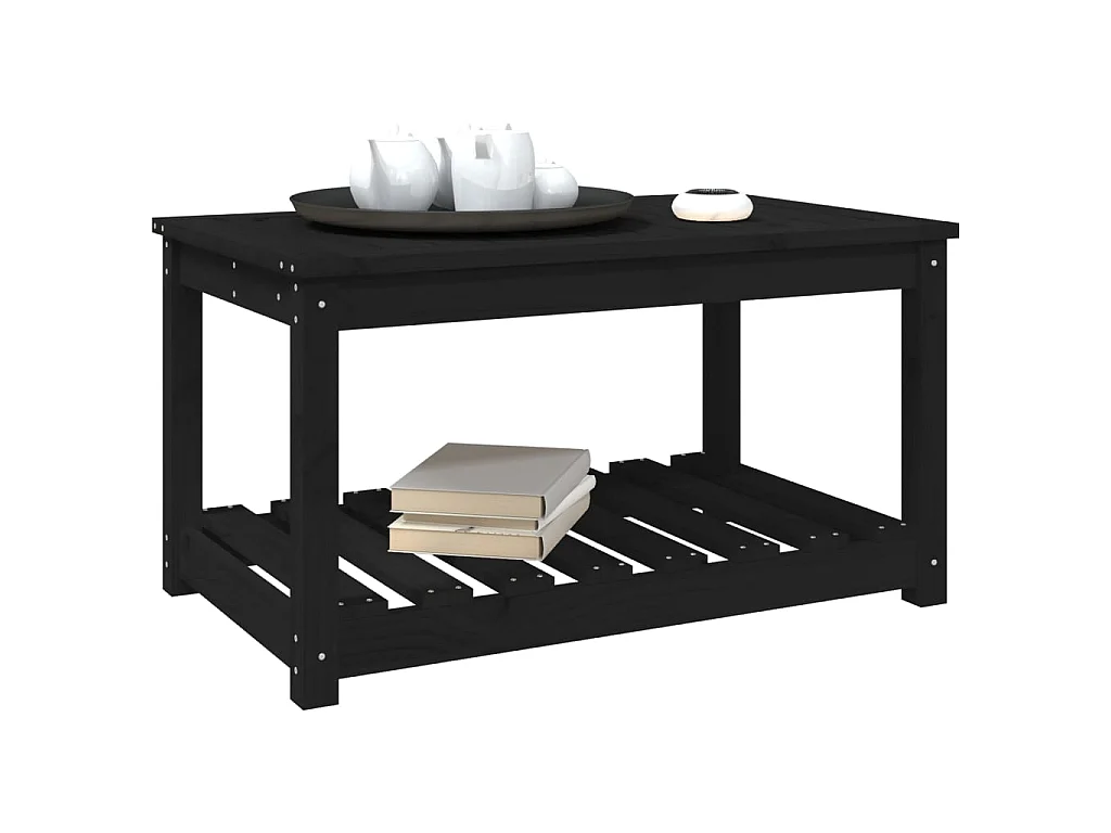 Gartentisch Schwarz 82,5x50,5x45 cm Massivholz Kiefer