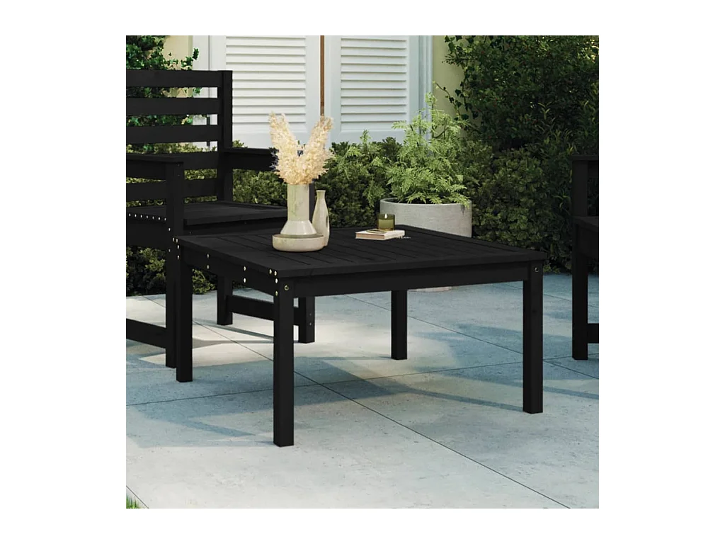 Table de jardin noir 82,5x82,5x45 cm bois massif de pin