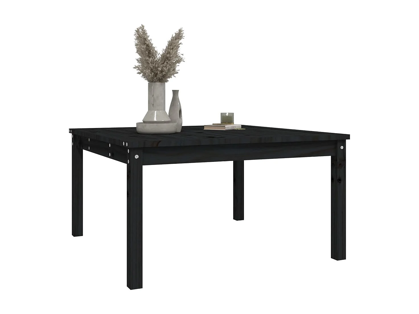 Gartentisch Schwarz 82,5x82,5x45 cm Massivholz Kiefer