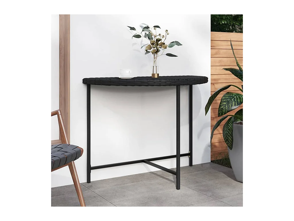 Table de jardin Noir 100x50x75 cm Résine tressée
