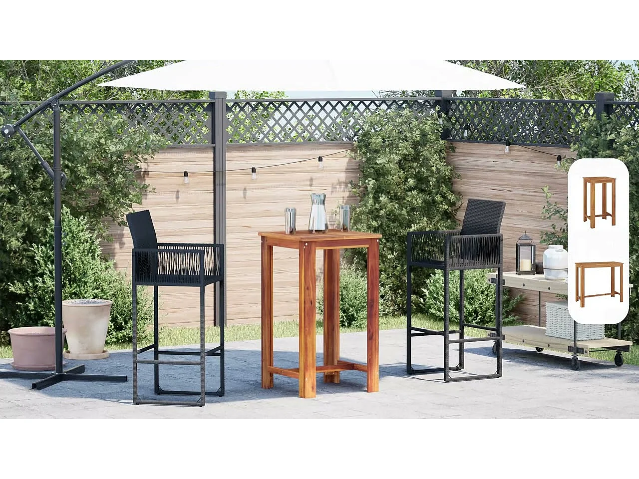 Table de bar de jardin 60x60x105 cm Bois d'acacia solide