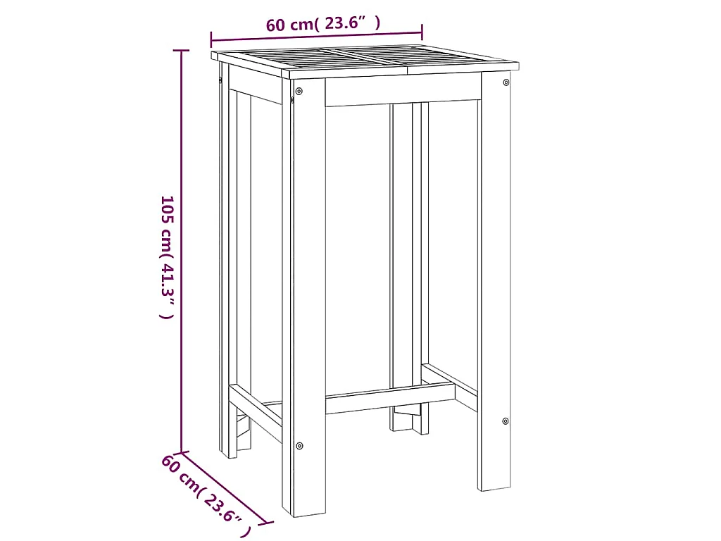 Tavolo da Bar da Giardino 60x60x105 cm Legno Massello di Acacia