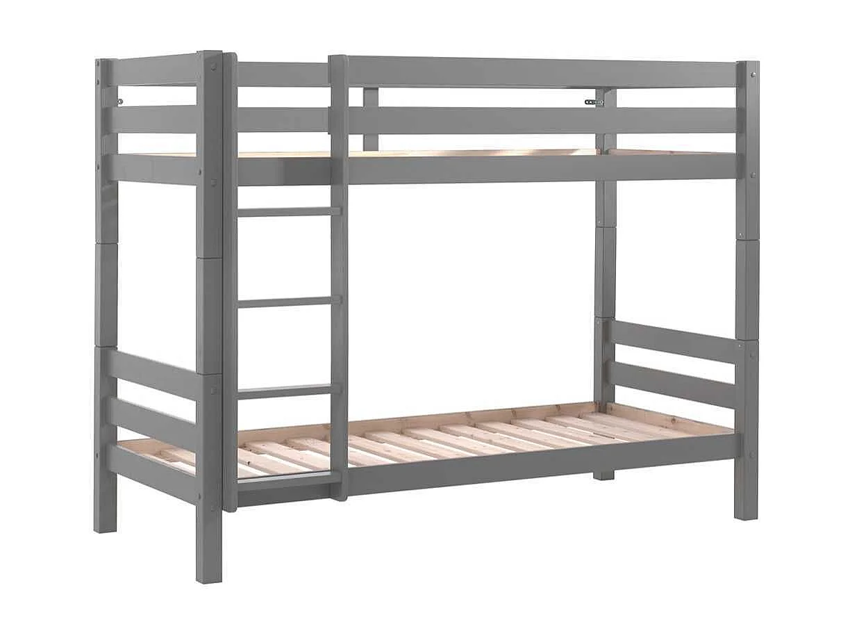 SLEEPY - Lit Superposé H160 en Pin Laqué Gris 90x200cm