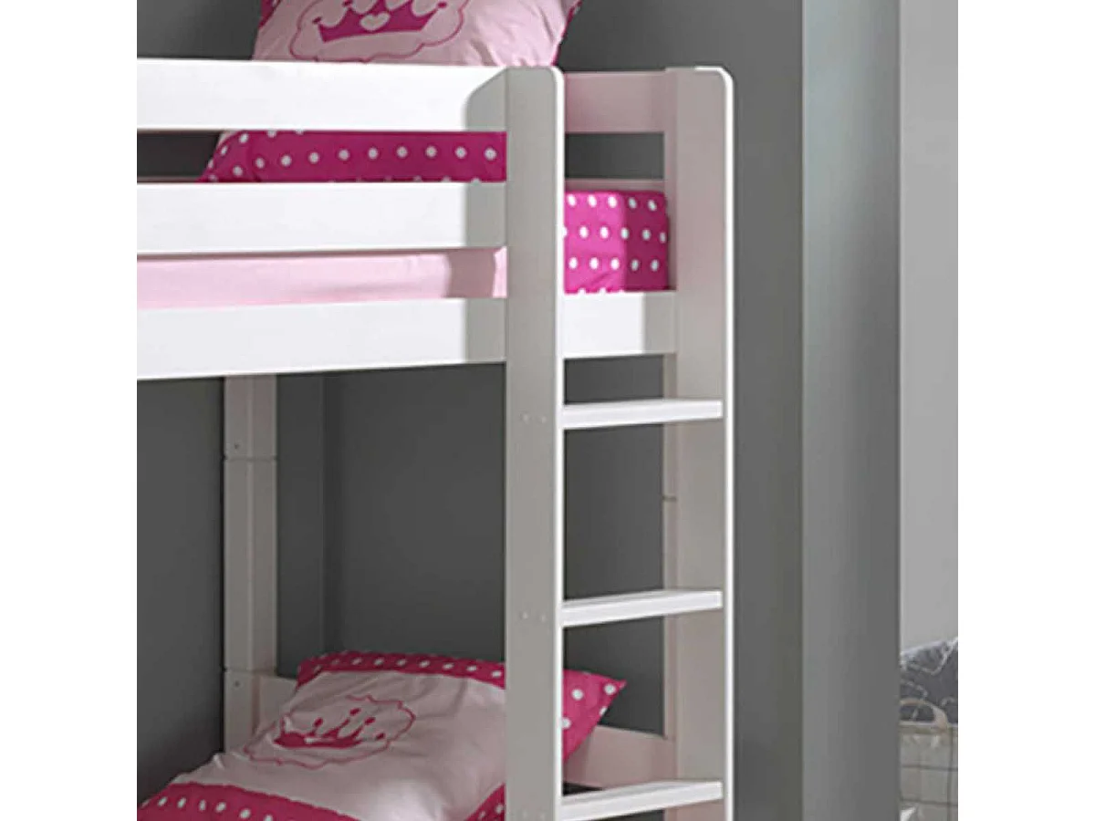 SLEEPY - Lit Superposé H160 en Pin Laqué Blanc 90x200cm