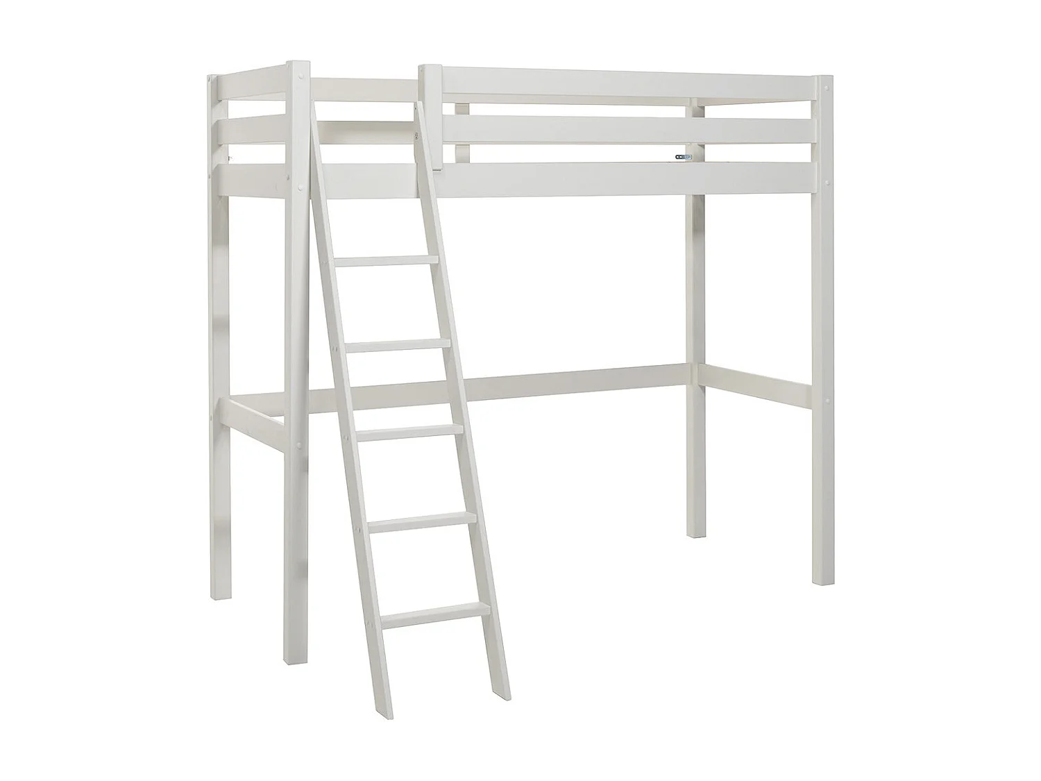 SLEEPY - Lit Mezzanine en Pin Laqué Blanc 90x200cm Échelle Inclinée