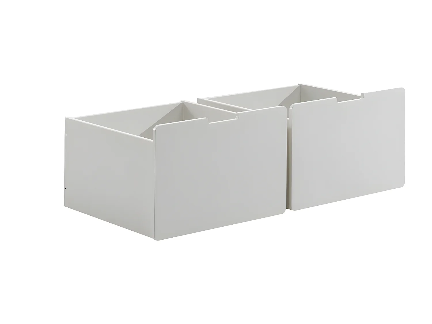 SLEEPY - Lit Surélevé en Pin Laqué Blanc 90x200cm avec Tobogan et 2 Tiroirs