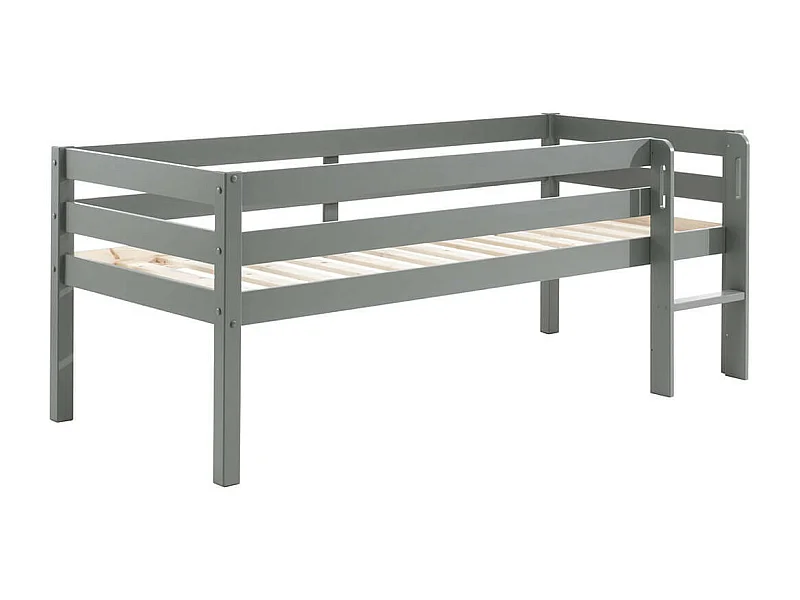 SLEEPY - Lit Surélevé en Pin Laqué Gris 90x200cm