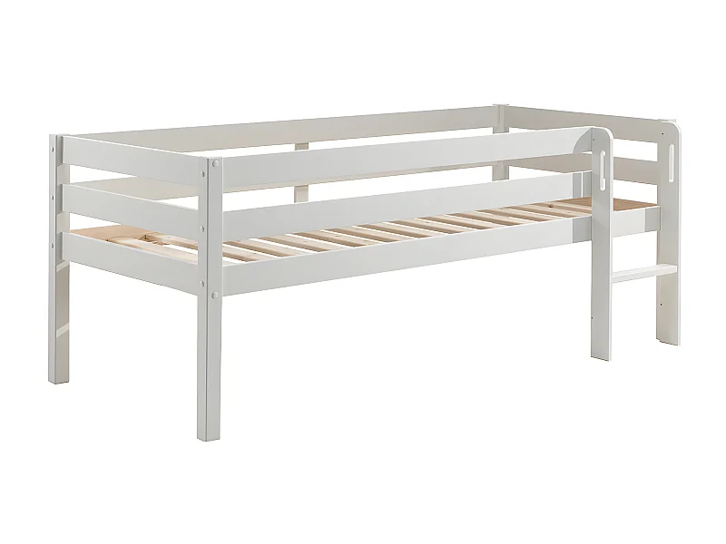 SLEEPY - Lit Surélevé en Pin Laqué Blanc 90x200cm