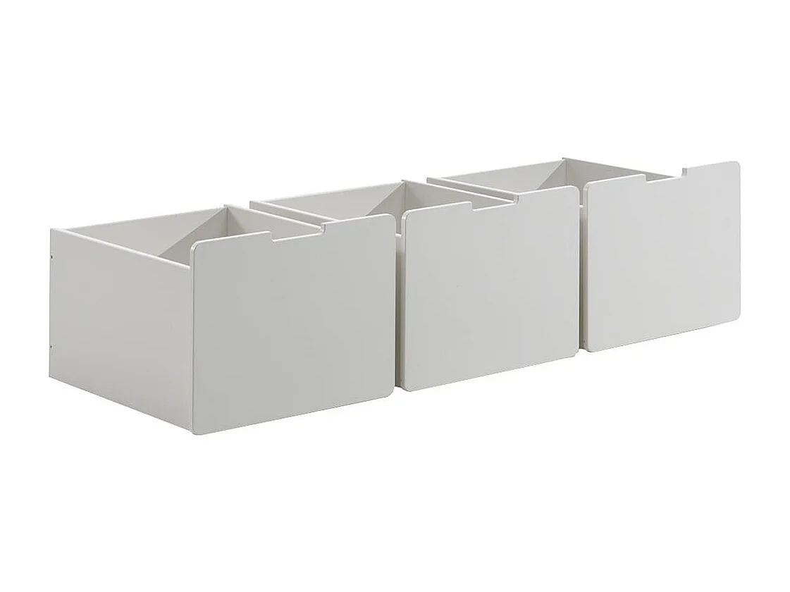 SLEEPY - Lit Surélevé en Pin Laqué Blanc 90x200cm avec 3 Tiroirs