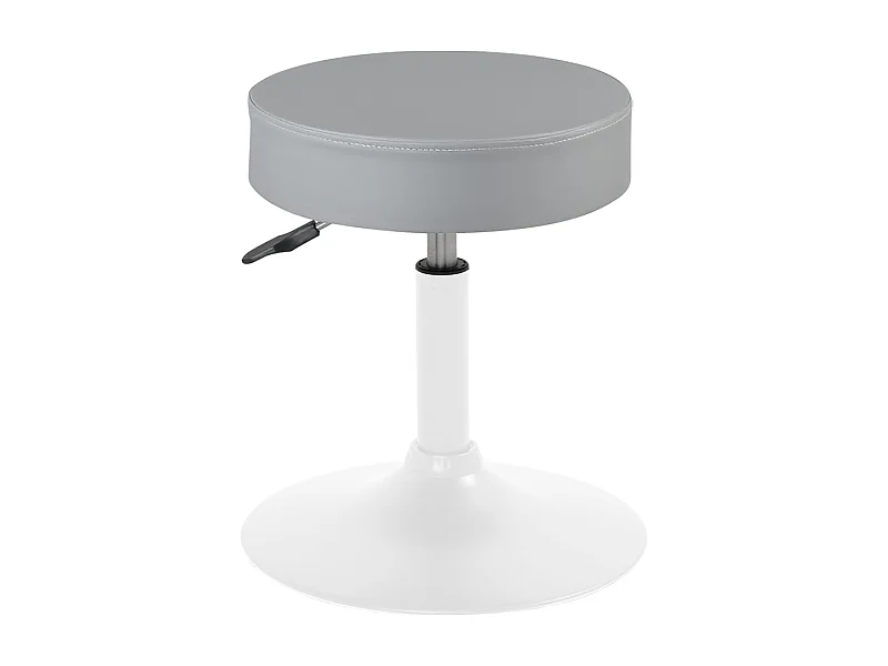 Tabouret de travail simili cuir rond rembourré pivotant hauteur réglable 43 à 57 cm YU (gris blanc)