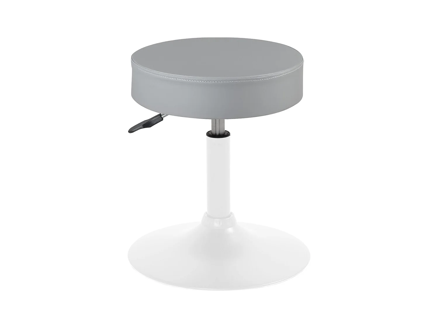 Tabouret de travail simili cuir rond rembourré pivotant hauteur réglable 43 à 57 cm YU (gris blanc)