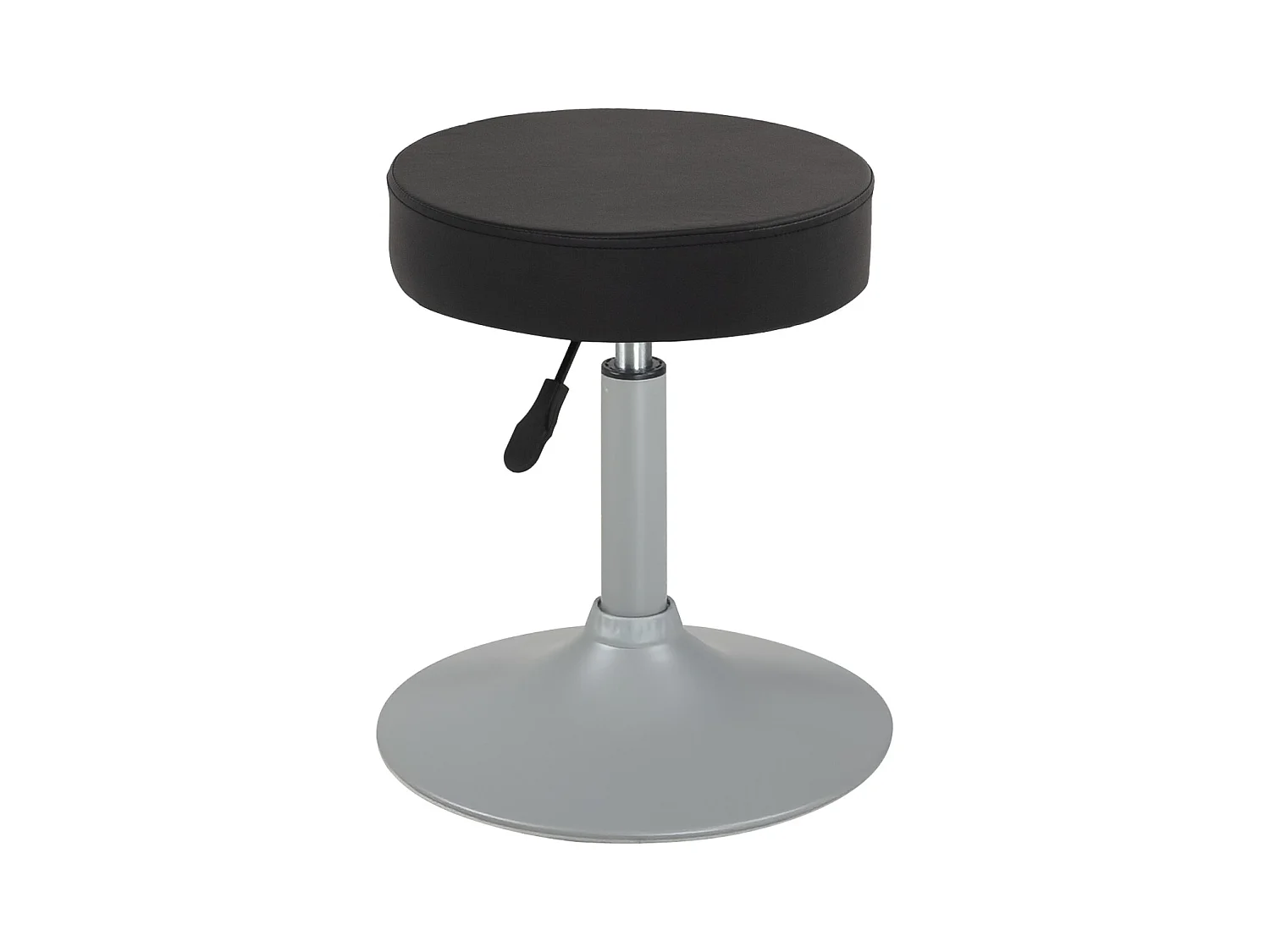 Tabouret de travail simili cuir rond rembourré pivotant hauteur réglable 43 à 57 cm YU (noir gris)