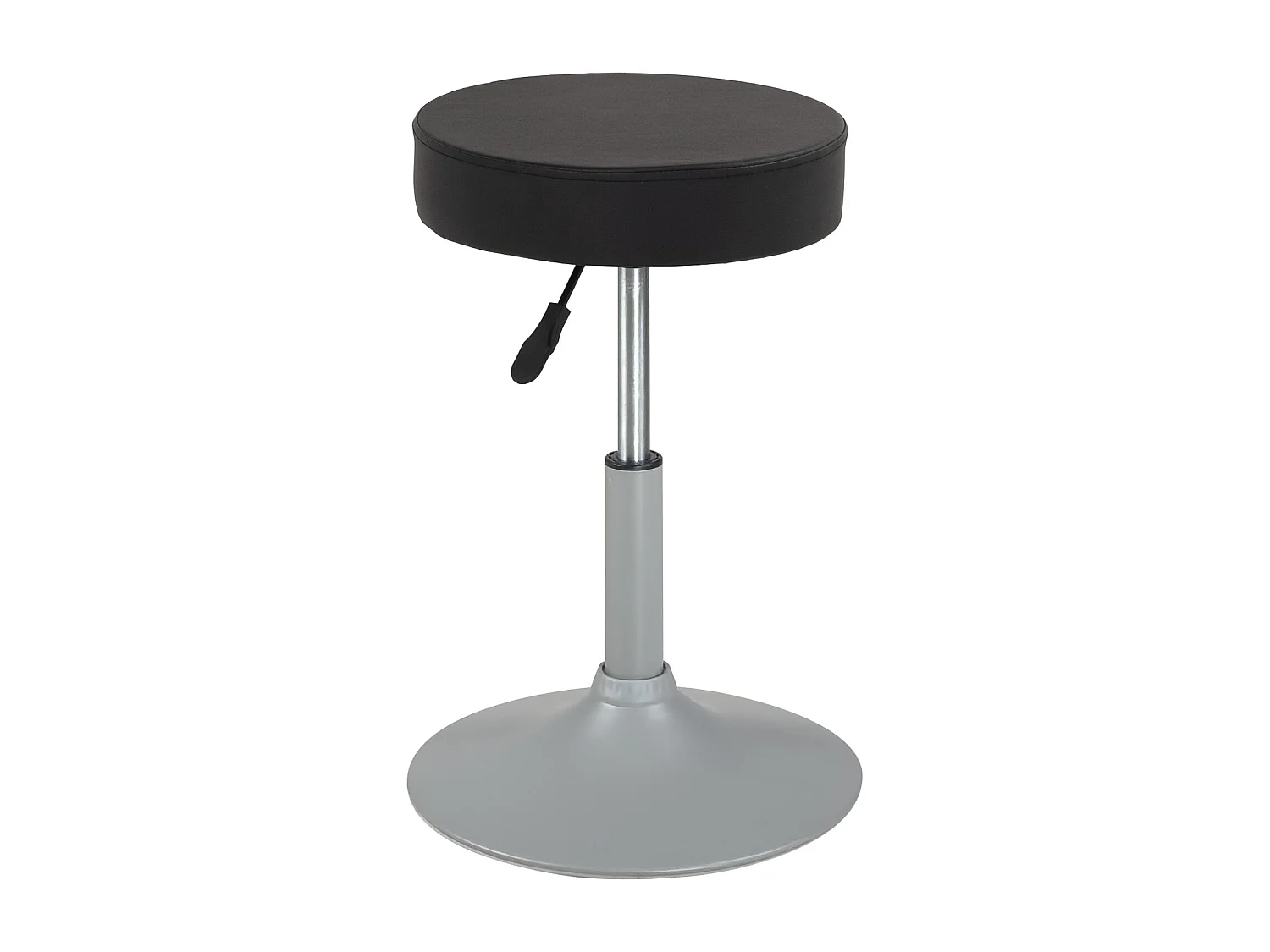 Tabouret de travail simili cuir rond rembourré pivotant hauteur réglable 43 à 57 cm YU (noir gris)