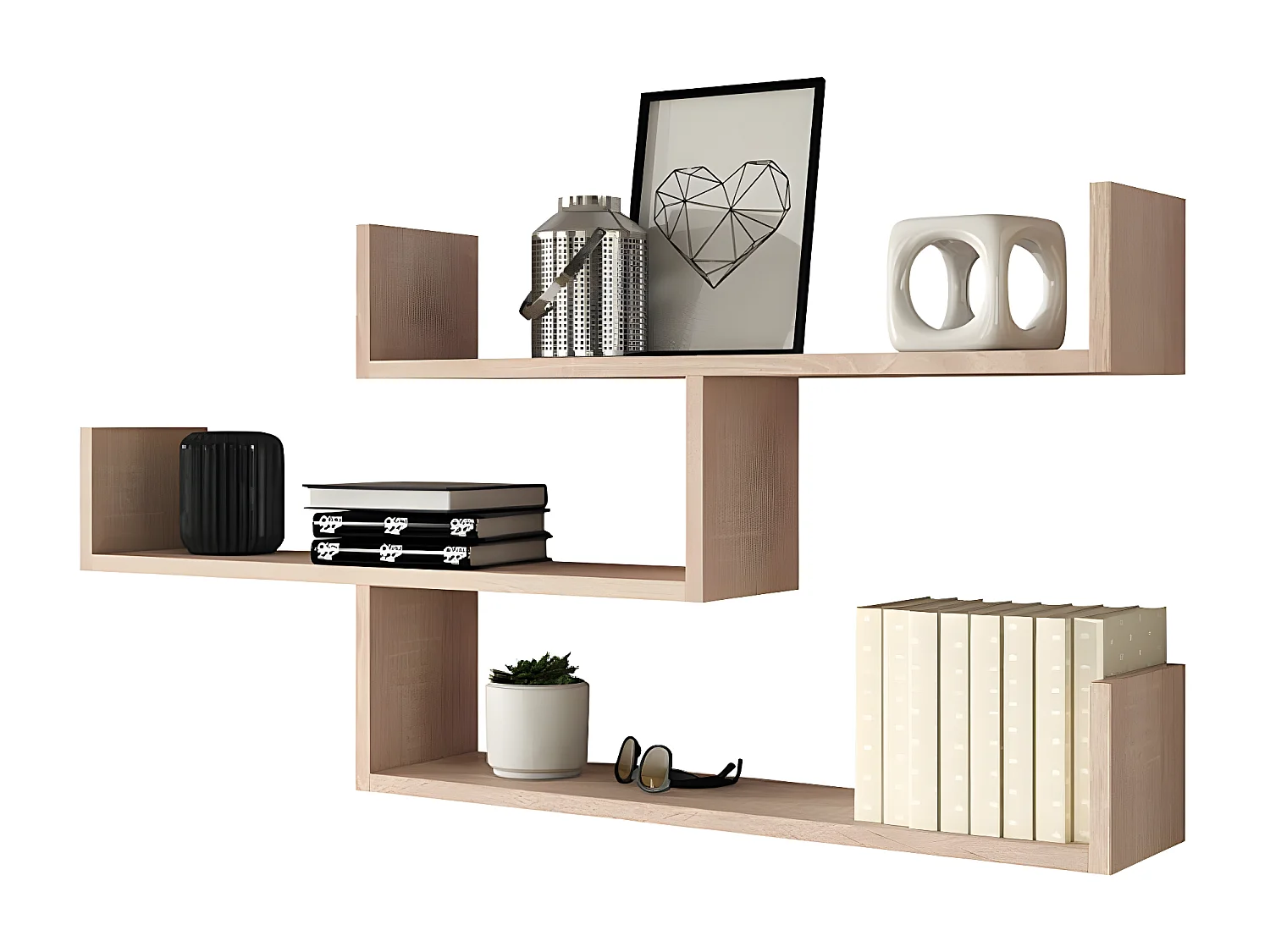 Wandregal - 3 Regalböden, 55 x 119 cm - Sonoma Eiche hell - KASSI