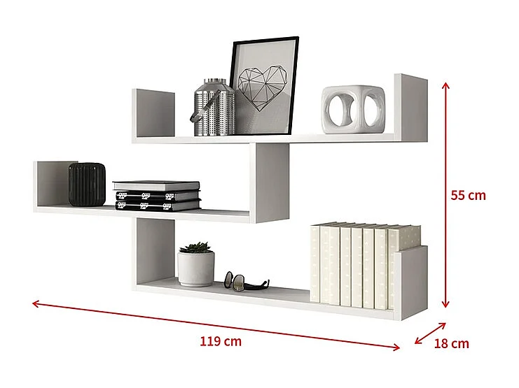 Étagère murale 3 niveaux - blanc - KASSI